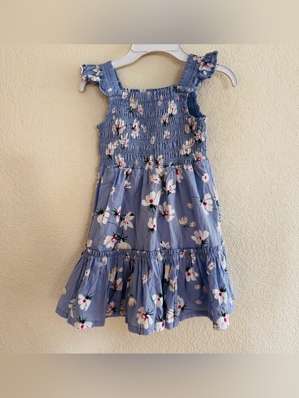 On 34th Light Blue Floral Smocked Dress Cottage Cotton Girls 5